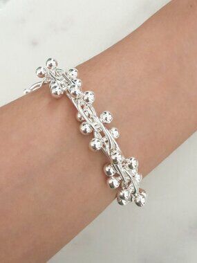 925 Sterling Silver Bead Bracelet Twist Modern Bead Ball Bracelet
